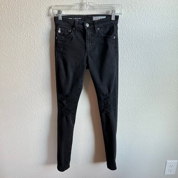 AG Adriano Goldschmied Farrah Skinny Ankle Jeans Women's 24 Distressed Mid Rise - Picture 1 of 7